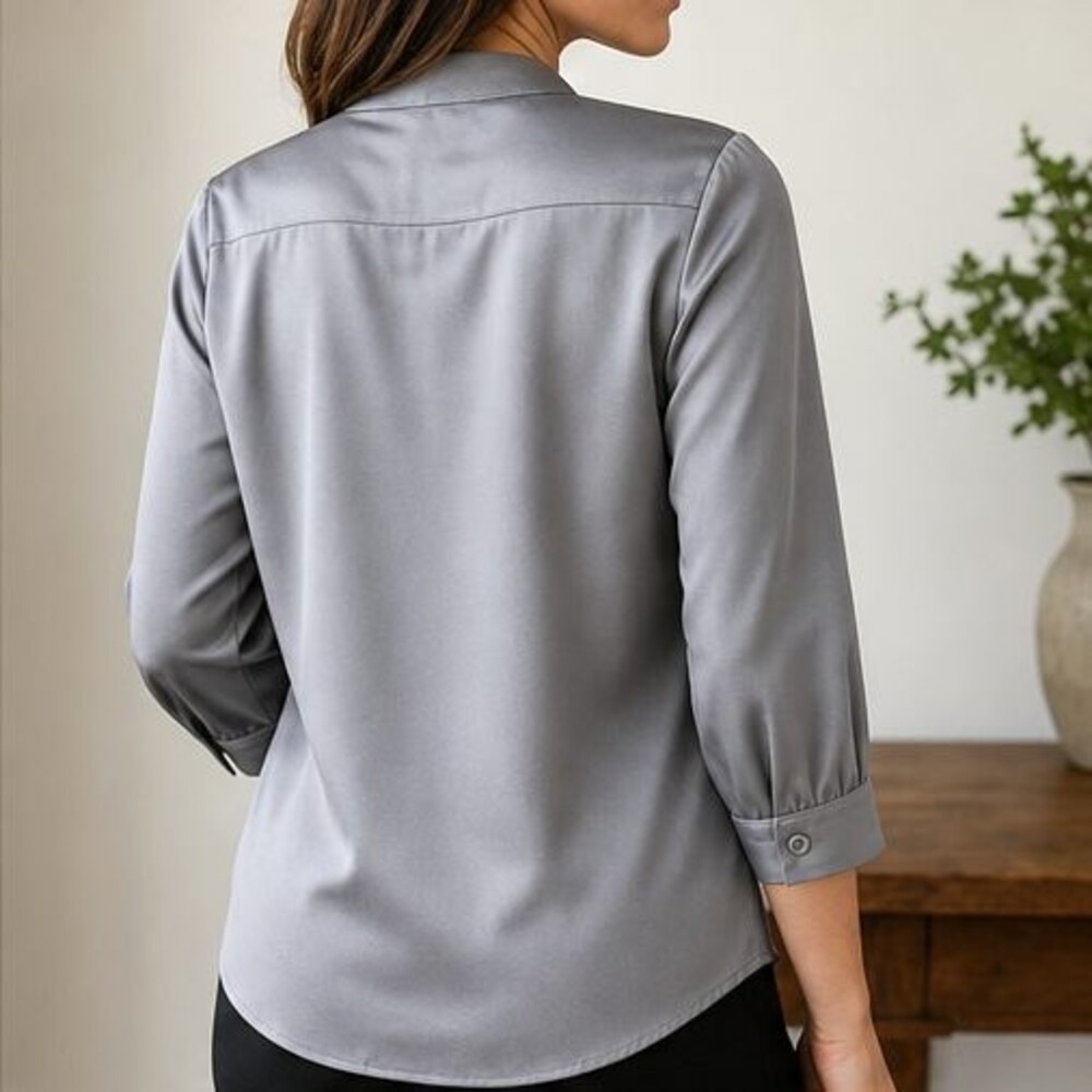 Gray Lace Trim Top - Picture 3 of 6